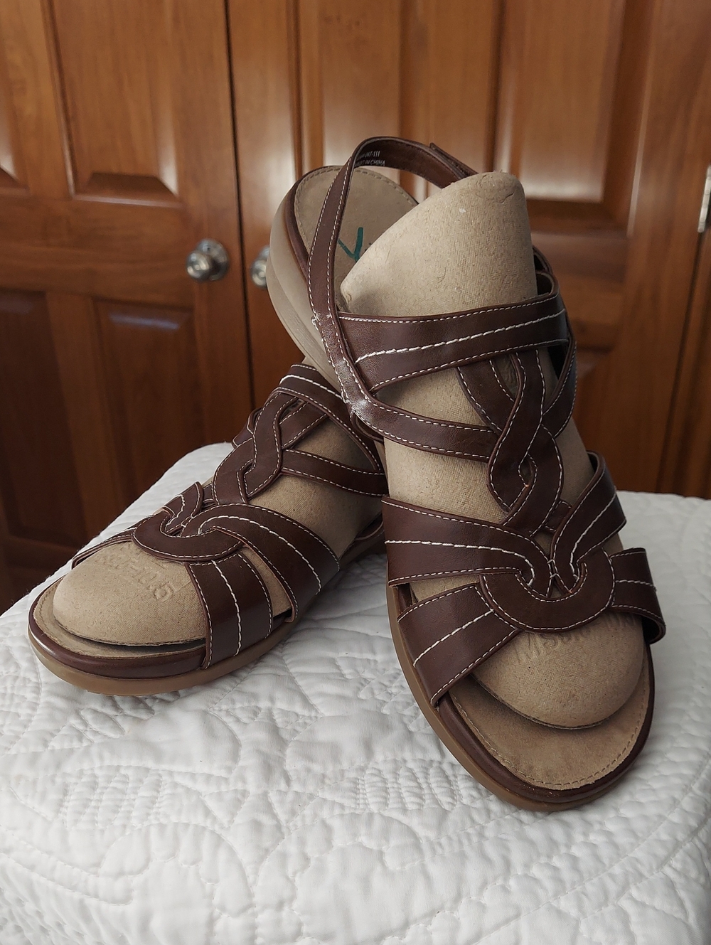 Yuu Slingback Marie Brown Leather Comfortable Sandals, Size 11 Wide, Like New▪︎